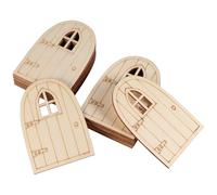 ANDRESLAD Lot de 20 Portes Miniatures en Bois 3 MM avec Fenêtre Ornement de Jardin Féerique Modèle Décoratif Miniature Non Peint pour Décoration Créative et Personnalisée