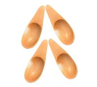 ANDRESLAD Lot de 4 Petites Cuillères à Thé en Bois Naturel, Cuillères Multifonction pour Épices et Sucre, Manches Courts 6,5 X 2,5 Cm, Accessoires Cuisine pour Thé et Dessert