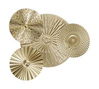 ANDRESLAD Lot de 4 Sculptures Murales Décoratives en Métal Doré Disques Ronds Ondulés à Forme Irrégulière Design Moderne Tailles Variées pour Décoration Murale Intérieure et Salon