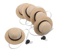 ANDRESLAD Lot de 5 Chapeaux de Paille pour Petits Animaux - Chapeau D'été Ajustable avec Cordon Élastique et Mentonnière - Chapeau de Soleil Noir pour Chien, Chat, Poule - Accessoire Léger
