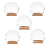 ANDRESLAD Lot de 5 Cloches en Verre Transparentes Φ10cm avec Bouchon en Liège, Couverture pour Fleur Immortelle, Dôme Décoratif pour Micro-Paysage et Décoration Festive, Accessoire Maison