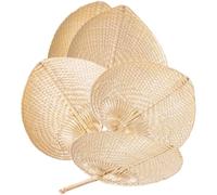 ANDRESLAD Lot de 5 Éventails à Main en Bambou Naturel Faits Main, Décoration Murale Légère Texture Fine et Petits Éclats, Design Simple pour Fêtes D'été et Temps