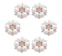 ANDRESLAD Lot de 6 Boutons de Manchette pour Chemise Homme Ornés de Fleurs avec Pierres Brillantes et Perles Alliage Résistant Anti-Rayures Accessoires Décoratifs à Clip pour Smoking et