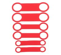 ANDRESLAD Lot de 6 Médailles d'Identification Silencieuses pour Chien en Silicone Rouge Bande Élastique Ajustable Étiquettes à Glisser pour Colliers et Harnais Résistantes et Légères