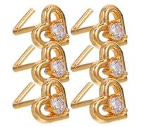 ANDRESLAD Lot De 6 Piercings De Nez En Forme De Cœur Avec Crochet Crochu Style Africain Pour Halloween Anneau De Nez Doré