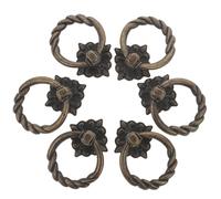 ANDRESLAD Lot de 6 Poignées de Tiroir Rétro en Alliage de Zinc Style Européen Grandes Dimensions Boutons de Placard Carrés à Motif Géométrique Adaptées pour Tiroirs Armoires et Boîtes