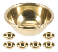 ANDRESLAD Lot de 7 Bols d'Offrande Bouddhistes Jaunes 9 CM Bols d'Eau Bénite Multifonctionnels pour Temple Bouddhiste Coupe Rituelle Décorative pour Culte et Contemplation