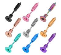ANDRESLAD Lot de 9 Boucles D’Oreilles à Vis en Acier Inoxydable Hypoallergénique Multicolores Légères et Confortables pour Piercing Quotidien Travail et Fêtes