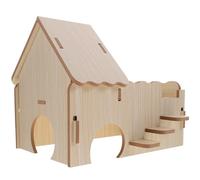ANDRESLAD Maison en Bois Massif pour Cobayes et Hamsters Habitat Multi-Fonctions Échelle Ondulée Grosse Taille Château Deux Pièces Cachette Sûre et Confortable pour Petits Rongeurs
