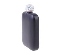 ANDRESLAD Mini Flacon à Vin Portable pour Femmes en Acier Inoxydable Noir Mat Orné de Strass, Petite Bouteille de Voyage Compacte, Légère et Décorative pour Usage Extérieur