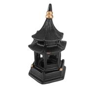 ANDRESLAD Mini Pavillon Hexagonal Noir en Céramique Artisanale, Décoration de Bureau et Micro-Paysage, Accessoire Photo et Ornement Zen pour Intérieur, Jardin et Bonsaï, Statuette