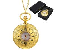 ANDRESLAD Montre de Poche Rétro en Métal Doré avec Chiffres Romains - Petite Taille Compacte - Coffret Noir Inclus - Montre de Poche Vintage pour Hommes et Femmes - Accessoire Élégant pour