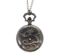 ANDRESLAD Montre de Poche Vintage à Quartz Pendentif Dragon en Relief en Acier Inoxydable et Alliage Montre de Poche à Chaîne pour Homme Accessoire Rétro Élégant Présent