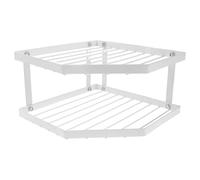 ANDRESLAD Organisateur d'angle Cuisine 2 Niveaux en Acier Blanc 34X12 CM pour Casseroles et Épices Étagère de Rangement Multifonction pour Plan de Travail Support Compact pour