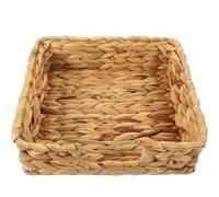ANDRESLAD Panier Décoratif Carré en Paille D’eau 22x22x7 Cm Panier de Rangement Multifonction pour Mouchoirs Bureau Cuisine Tressé Naturel et Rustique pour Organisation Maison