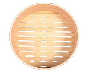 ANDRESLAD Panier Vapeur en Bambou Léger et Pratique Ø19cm pour Cuisson la Vapeur à Domicile, Accessoire la Cuisine Naturel pour Dim Sum et Bao Buns