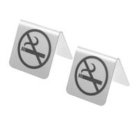 ANDRESLAD Panneaux de Table «Interdit de Fumer» Double Face en Acier Inoxydable Lot de 2 Format Compact Usage Intérieur et Extérieur Facile à Nettoyer et Transportable Signalétique