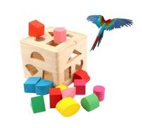 ANDRESLAD Perroquet Bois à Lancer Blocs Éducatifs Bois Naturel Jeu Adresse pour Perroquets Calopsittes Conures Stimule Exercice Curiosité des Oiseaux Petits et Moyens
