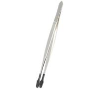 ANDRESLAD Pince à Épiler à Embouts en Caoutchouc 15 Cm Pince Plate en Acier Inoxydable Revêtue Outil Précis pour Bijoux Pièces de Monnaie et Loisirs Créatifs Noire Antidérapante