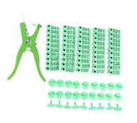 ANDRESLAD Pince à Étiqueter les Oreilles pour Bétail Verte 2 Aiguilles 100 Étiquettes Auriculaires en Plastique pour Porcs, Moutons, Vaches - Kit Complet pour Élevage, Identification