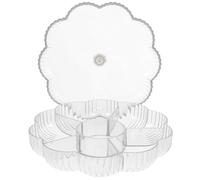 ANDRESLAD Plateau de Service à Compartiments Transparent pour Snacks et Fruits Boîte à Bonbons Multifonction pour Maison et Fête Rangement Compact Facile à Nettoyer