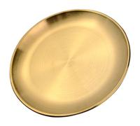 ANDRESLAD Plateau Doré en Acier Inoxydable 14 CM, Assiette de Service Ronde pour Apéritif et Buffet, Support Alimentaire Élégant pour Événements, Assiette de Conservation Polyvalente,