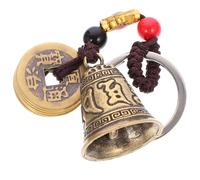 ANDRESLAD Porte-clés Cuivre Style Chinois Cloche Six Mots Sagesse Pendentif Décor Portable pour Sac Clés Voiture