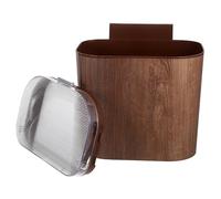 ANDRESLAD Poubelle Murale Grosse Capacité à Couvercle Rabattable, Plastique Résistant Couleur Noyer, Poubelle Adhésive pour Placard Cuisine, sous Évier ou Chambre D’Élève, Gain de Place et