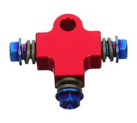 ANDRESLAD Raccord en T pour Durite de Frein Moto Rouge Adaptateur 3 Voies en Aluminium avec Vis Banjo en Titane Rallonge Durite de Frein Hydraulique Compatible Moto et Vélo Électrique