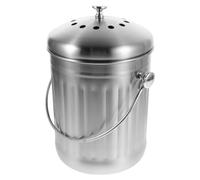 ANDRESLAD Seau à Compost Cuisine 5L en Acier Inoxydable avec Couvercle Hermétique Anti-Odeurs Bac à Compost de Comptoir Rond INOX D’Intérieur pour Déchets Alimentaires