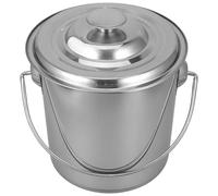 ANDRESLAD Seau à Riz en Acier Inoxydable 201 Ø20X20 CM avec Couvercle et Poignée Seau de Rangement Portable pour Céréales Graisse et Soupe Récipient Robuste et Pratique Cuisine et