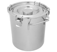 ANDRESLAD Seau de Stockage Alimentaire Inox avec Couvercle Hermétique et Double Poignées Récipient Scellé pour Céréales Riz Huile et Graisse Seau de Cuisine et Pratique