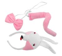 ANDRESLAD Serrage- Oreilles de Lapin Blanc et Rose pour Garçon et Filles - Ensemble 3 Pièces Nœud et Queue en Peluche - Accessoire Déguisement Fête Spectacle et Carnaval