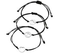 ANDRESLAD Set de Bracelets Fille Acier Inoxydable Cœur Ajustable Tressé Fil de Cire Charme pour Fête des Mères et Anniversaire