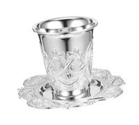 ANDRESLAD Set de Coupe Plaquée avec Soucoupe Design Délicat pour Célébrations Shabbat et Juives Cadeau Élégant pour Famille et Amis