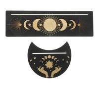 ANDRESLAD Support en Bois pour Cartes de Tarot Lot de 2 Porte-Cartes Rectangulaires Motif Lune Organisateurs Décoratifs Résistants à l'usure pour Divination et Contemplation