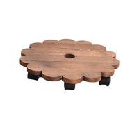 ANDRESLAD Support Roulant pour Pot de Fleurs en Bois Massif Ø30 Cm avec 4 roulettes Verrouillables, Plateau de Déplacement pour Plantes D’intérieur et Extérieur, Mobilité Facile