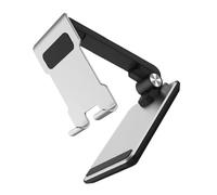 ANDRESLAD Support Téléphone Bureau Pliable Aluminium Argenté Base Stable Antidérapante avec Double Charnière Réglable pour Tablette et Smartphone Utilisation Polyvalente à Domicile et