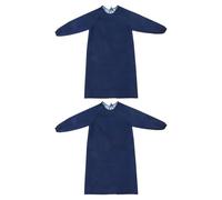 ANDRESLAD Tablier Imperméable à Manches Longues Unisexe Lot de 2 Protection Oléofuge et Résistante à L'Eau Taille Unique Couleur Bleu Foncé la Cuisine Peinture et Ménage Quotidien