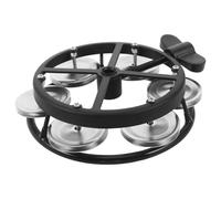 ANDRESLAD Tambourin à Double Rangée avec Support de Fixation, Cymbalettes Métalliques Argentées, Montage par Boulon pour Batterie Charleston, Accessoire Percussion pour Batteurs, Instrument