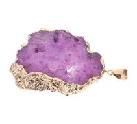 ANDRESLAD Tranche de Pierre Précieuse en Agate Naturelle Violette Bordure Plaquée Or Accessoire Pendentif DIY pour Création Bijoux Décoration Artisanale Élégante et Solide