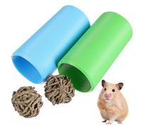 ANDRESLAD Tunnel pour Hamster et Petits Animaux Flexible Balle Herbe Tressée pour Exercices Cachette et Mâchage de Tubes de Couleur Bleue Balles