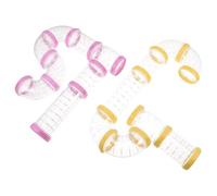 ANDRESLAD Tunnels Transparents pour Hamsters - Kit de 2 Ensembles DIY Tubes Jaune et Rose - Accessoires pour Cage à Hamsters Tunnel D’Exploration et Cachette pour Rongeurs Extension
