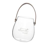 ANDRESLAD Vase Verre Décoratif Scandinave avec Anse Cuir Pot de Fleurs Hydroponique Transparent pour Bureau et Maison Rangement Créatif et Ornement de Table Élégant