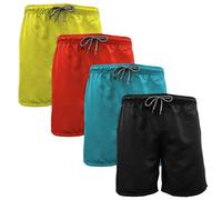 ANDREW SCOTT ASM19PX4 Lot de 4 Shorts de Bain à séchage Rapide avec Poches pour Homme Couture intérieure 12,7 cm, Lot de 4 - Couleurs Unies Assorties, S
