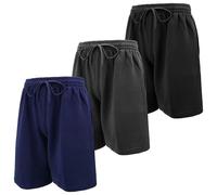Andrew Scott Lot de 3 Shorts de Sport en Polaire de Coton pour Homme de 20,3 cm de Long avec Poches, Lot de 3 : Noir, Bleu Marine, Gris Anthracite, Taille L