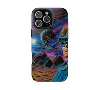 Andriez Bataille spatiale futuriste avec réalité virtuelle - Coque rigide brillante - Compatible avec iPhone 16 Pro Max - Bleu