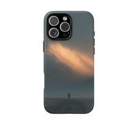 Andriez Figure solitaire marchant vers une montagne éclairée - Coque rigide mate - Compatible avec iPhone 16 Pro Max - Bleu