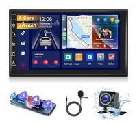 Android 13 Autoradio 8-Core 4G+64G avec Carplay, Android Auto, Lien Miroir 2 Din 7 Pouces IPS écran Tactile Radio GPS Navi, Bluetooth 5.1, DSP Radio FM/AM/RDS WiFi 4G, Caméra Autoradio Double-Din