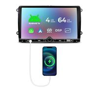 Android 14 Autoradio 9 Zoll Octa Core 4+64 4G Autoradio GPS Navi AKMDSP WiFi Bluetooth 5.0 CarPlay Android Auto FM pour VW Passat B6 Golf Skoda Seat Mit Schnellladefunktion